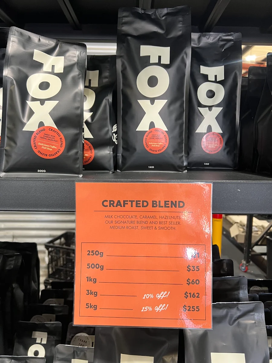 Menu, Fox Coffee