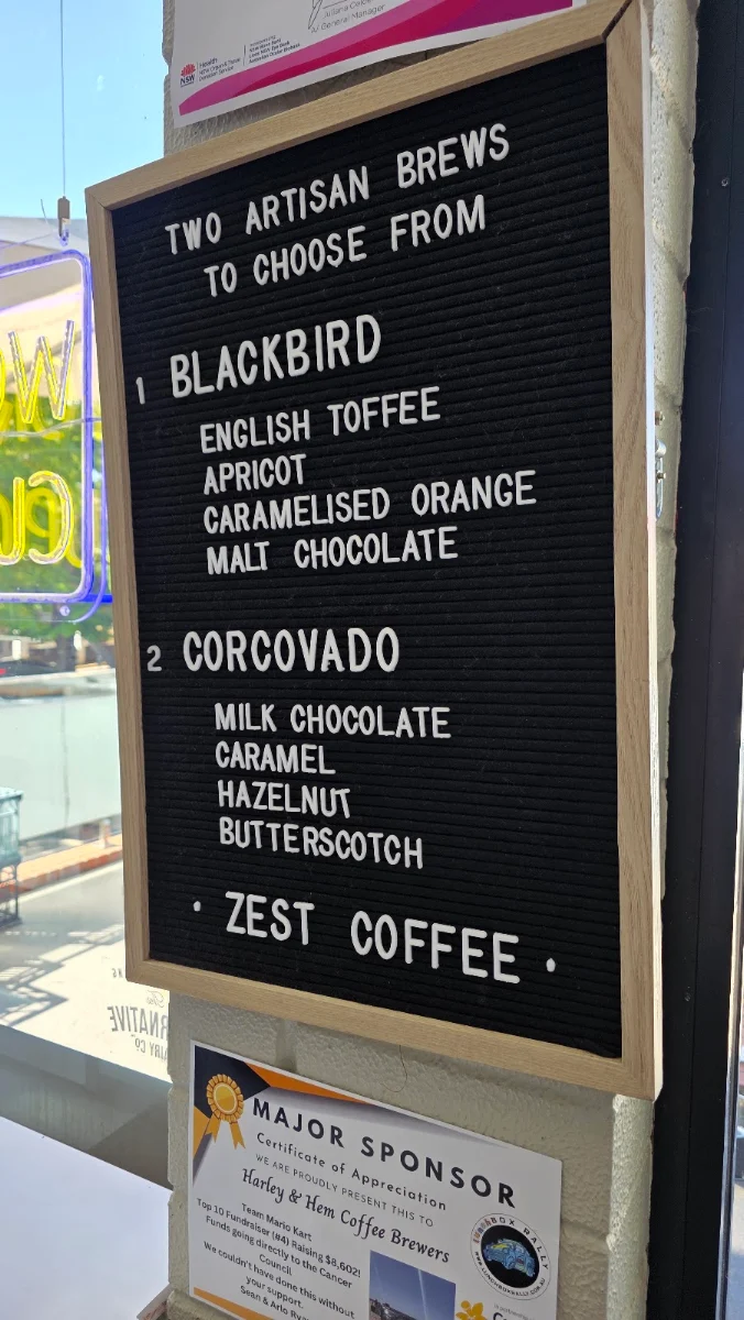 Menu, Harley & Hem Coffee Brewers
