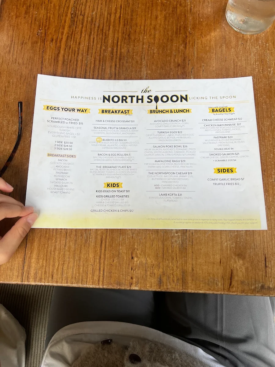Menu, The North Spoon