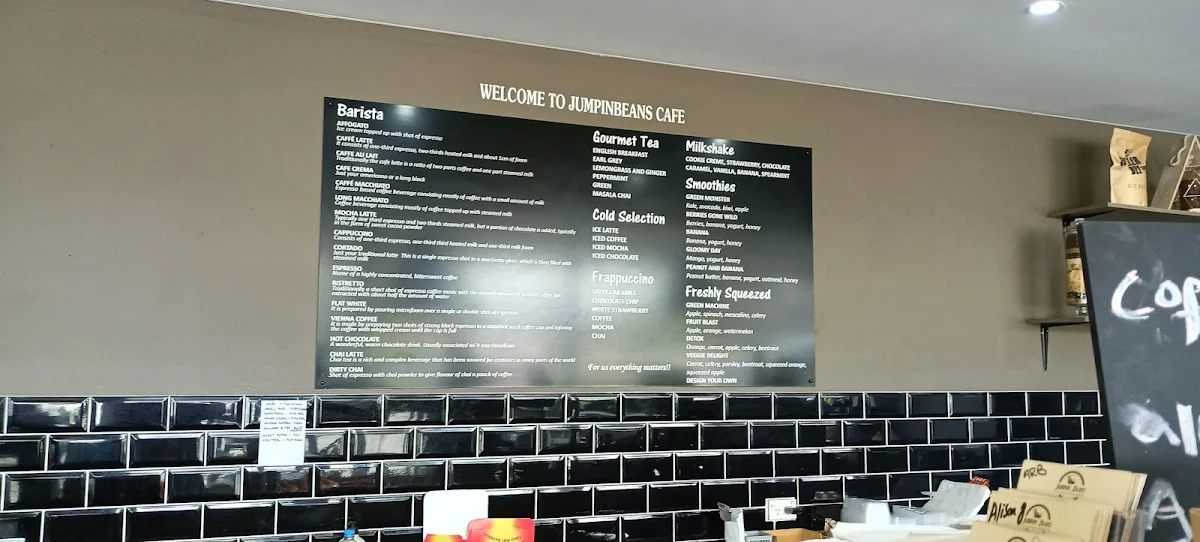 Menu, Jumpin Beans Cafe, Welshpool