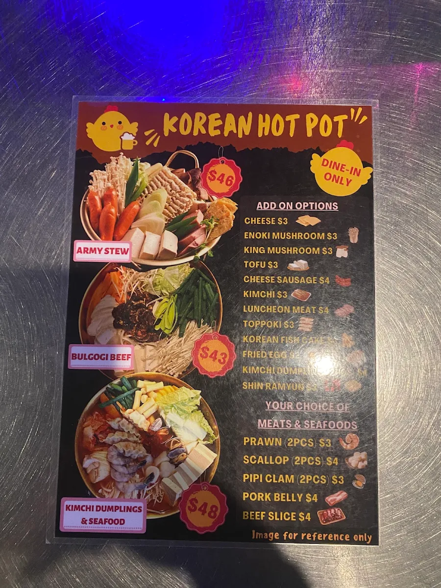 Menu, Bam Bam Korean Fried Chicken & Beer