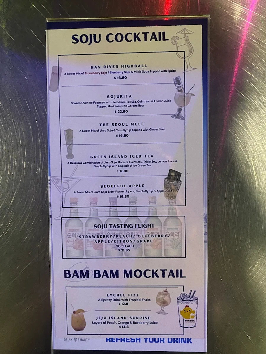 Menu, Bam Bam Korean Fried Chicken & Beer