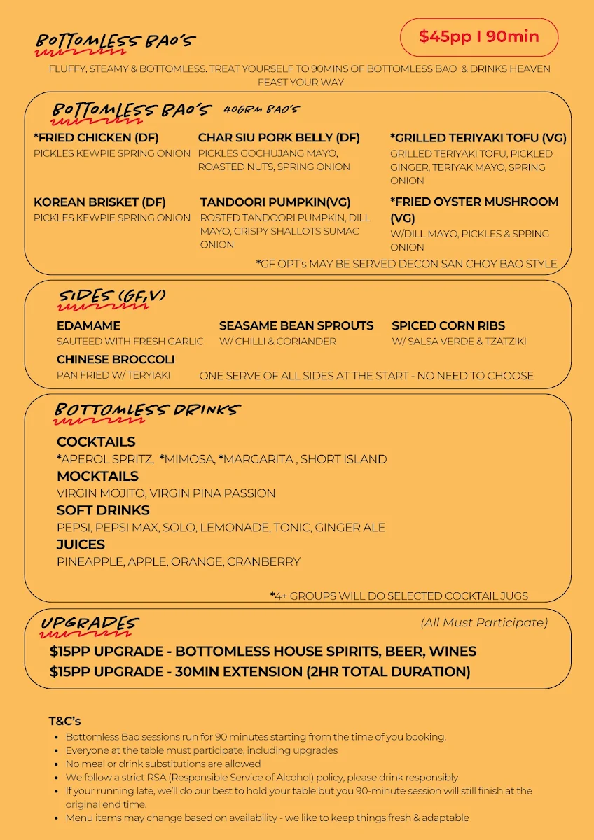 Menu, The Joint Bar