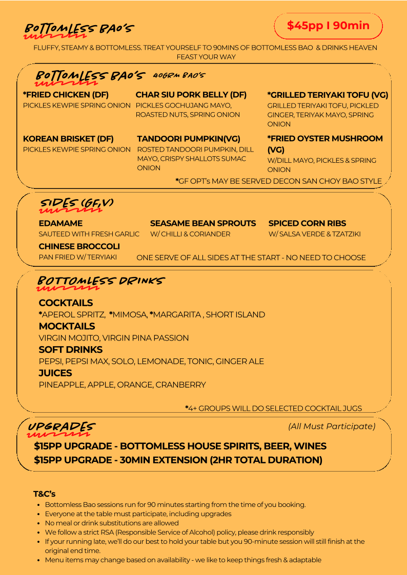 Menu, The Joint Bar