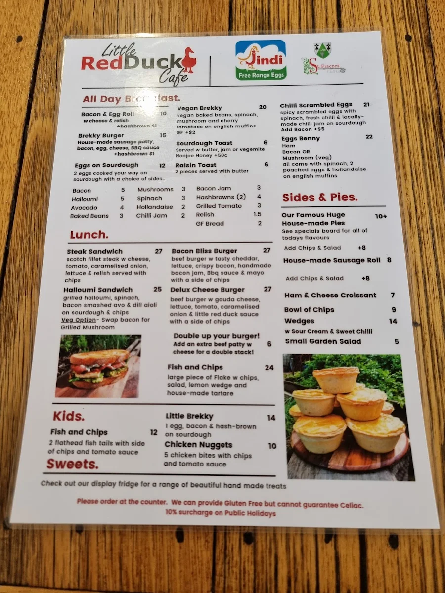 Menu, Little Red Duck Cafe