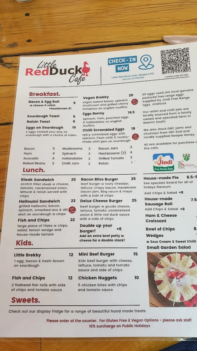 Menu, Little Red Duck Cafe