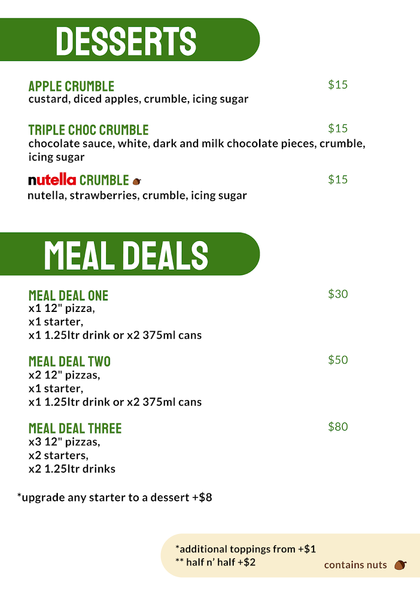 Menu, Fresh Pizza Broken Hill