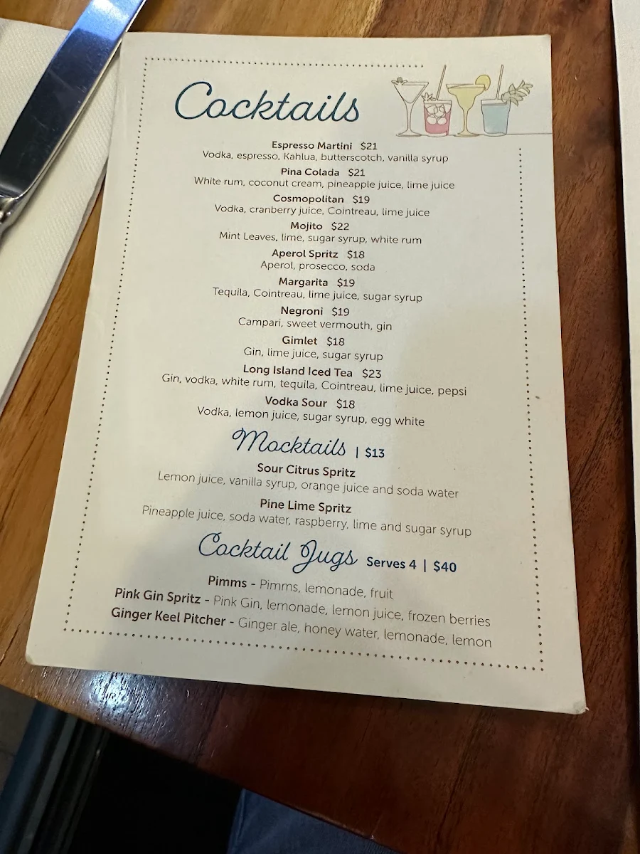 Menu, The Deck Busselton