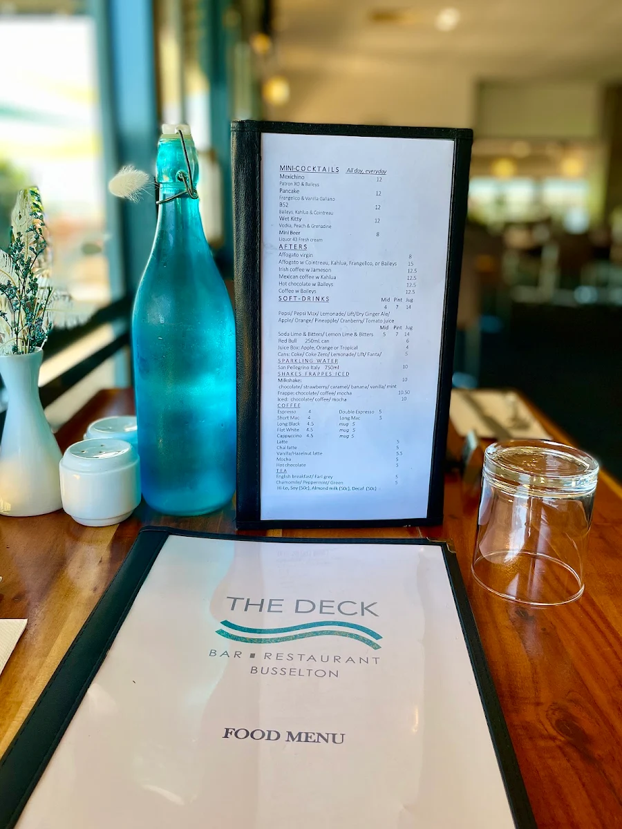 Menu, The Deck Busselton