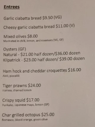 Menu, The Deck Busselton