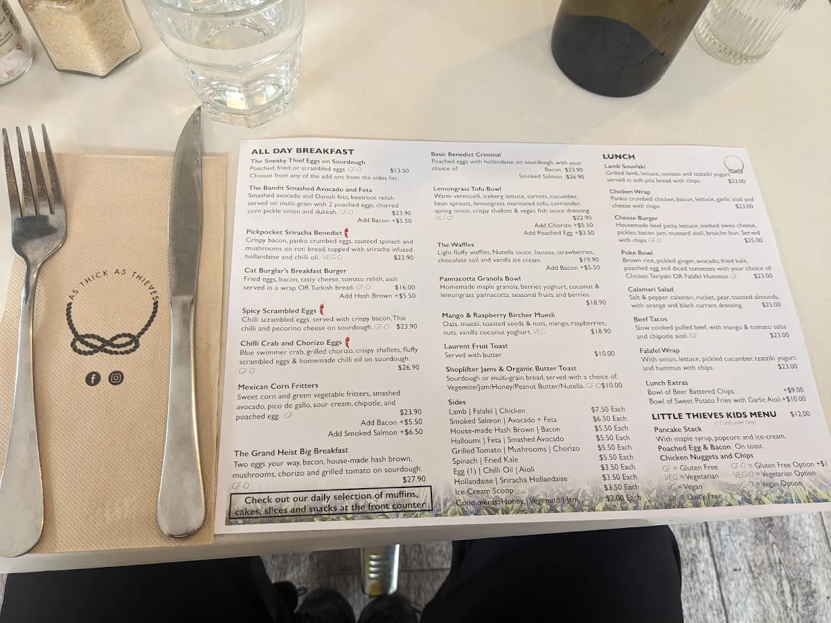 Menu, As Thick As Thieves