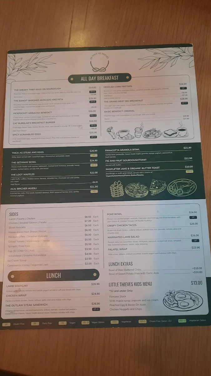 Menu, As Thick As Thieves