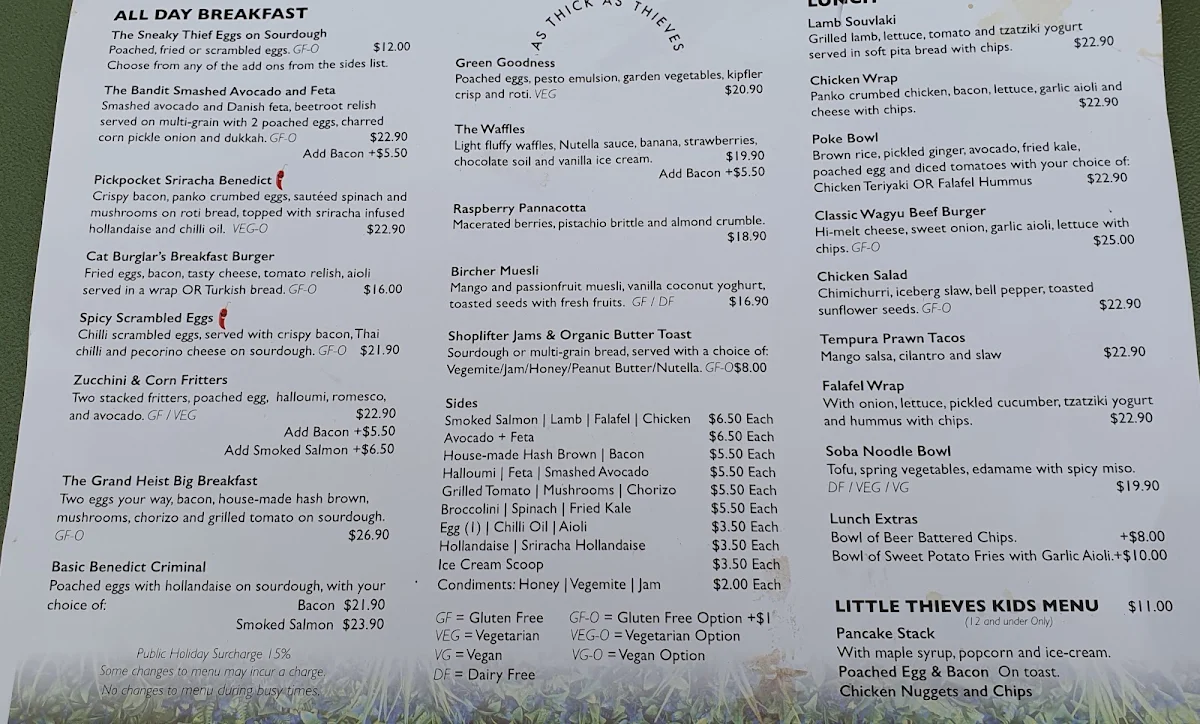 Menu, As Thick As Thieves