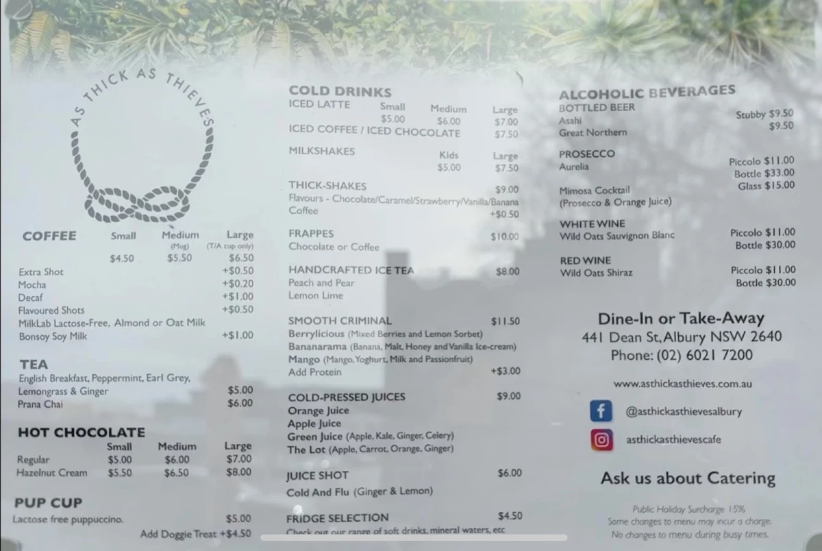 Menu, As Thick As Thieves