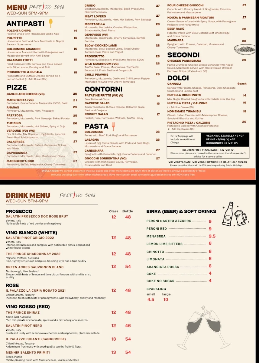 Menu, Prefisso 3088