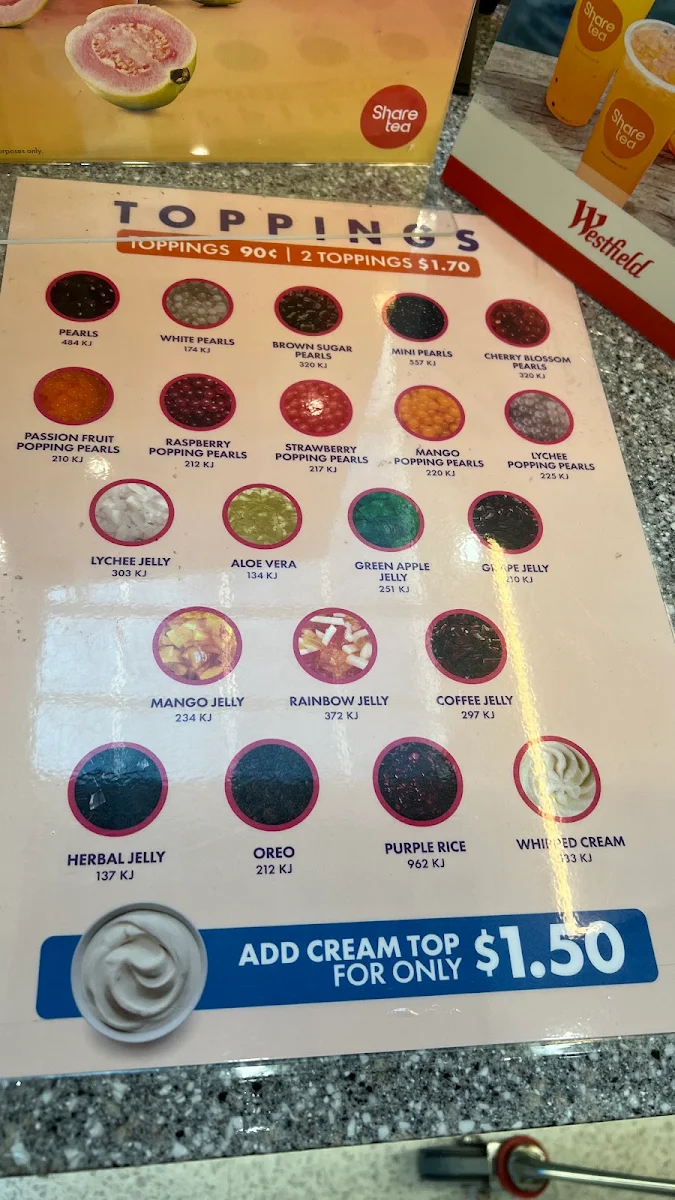 Menu, Sharetea Airport West