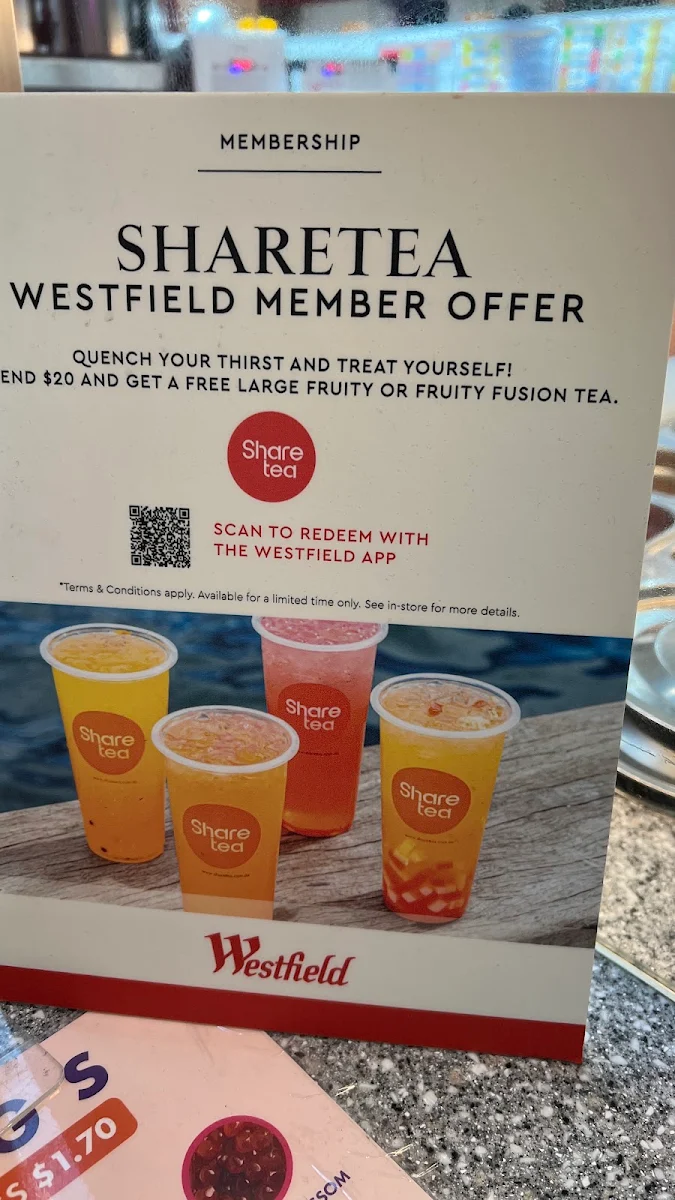Menu, Sharetea Airport West
