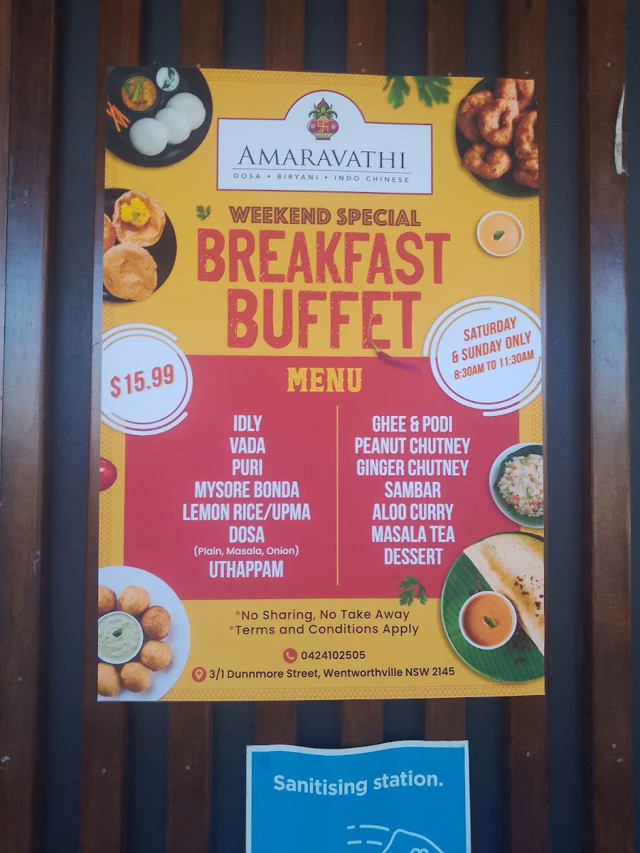 Menu, Amaravathi Indian Restaurant Wentworthville