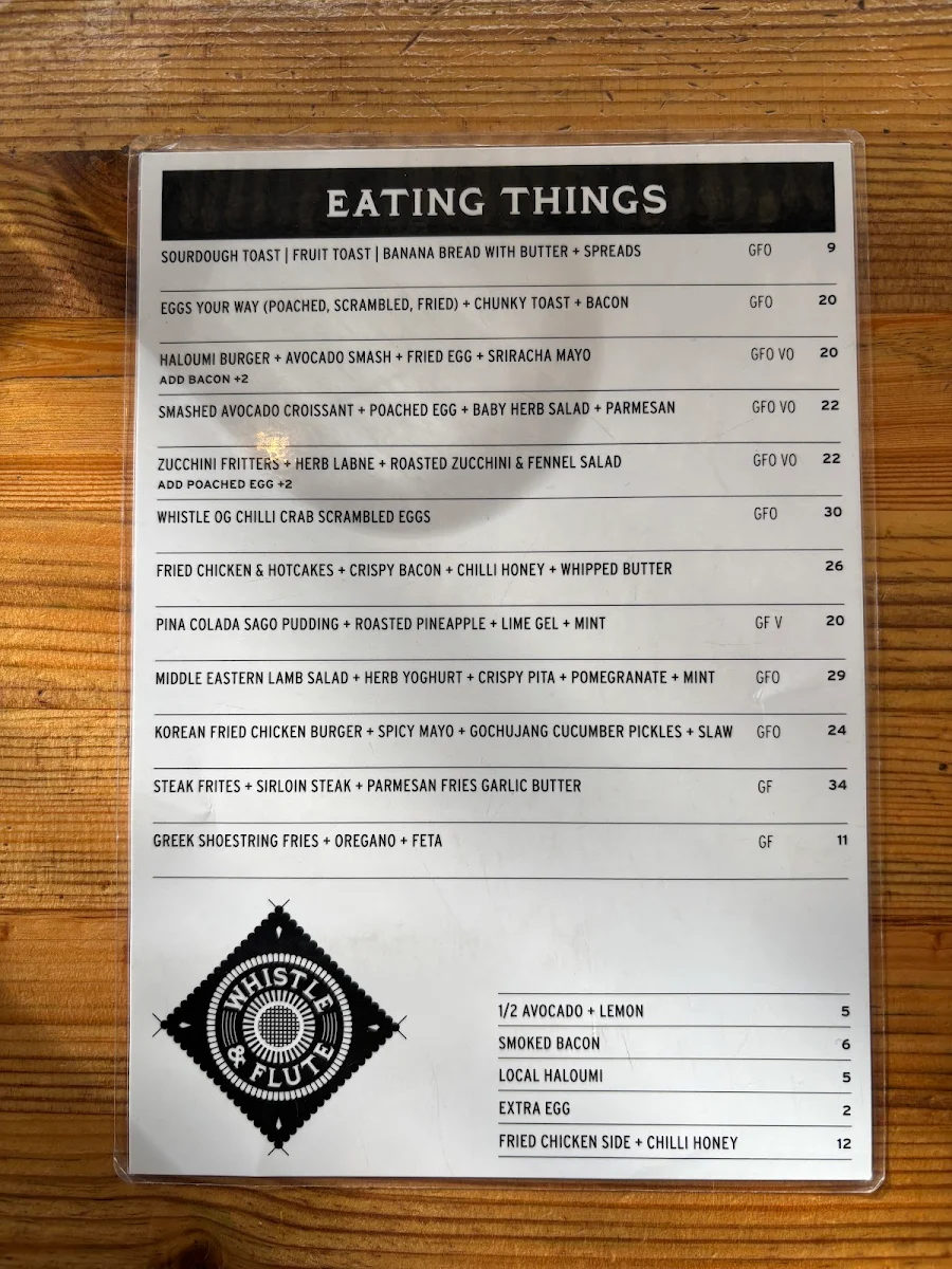Menu, Whistle & Flute