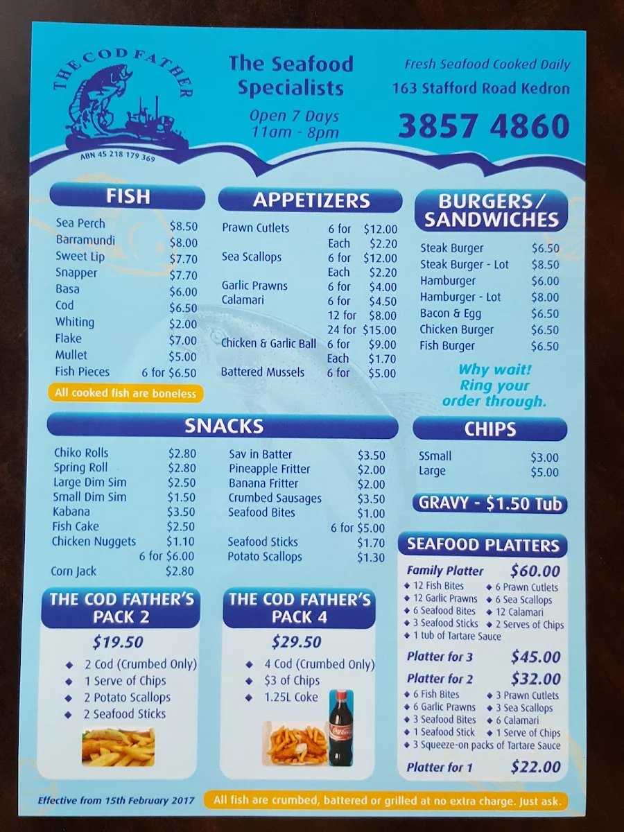 Menu, The Cod Father