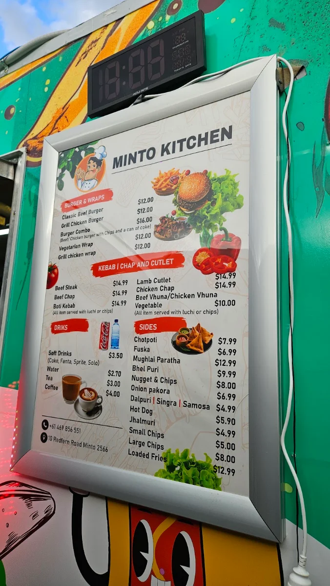 Menu, Minto Kitchen