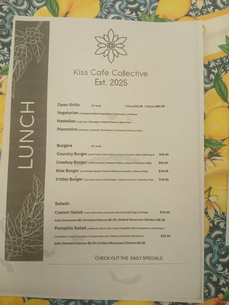 Menu, Little Gallery Cafe