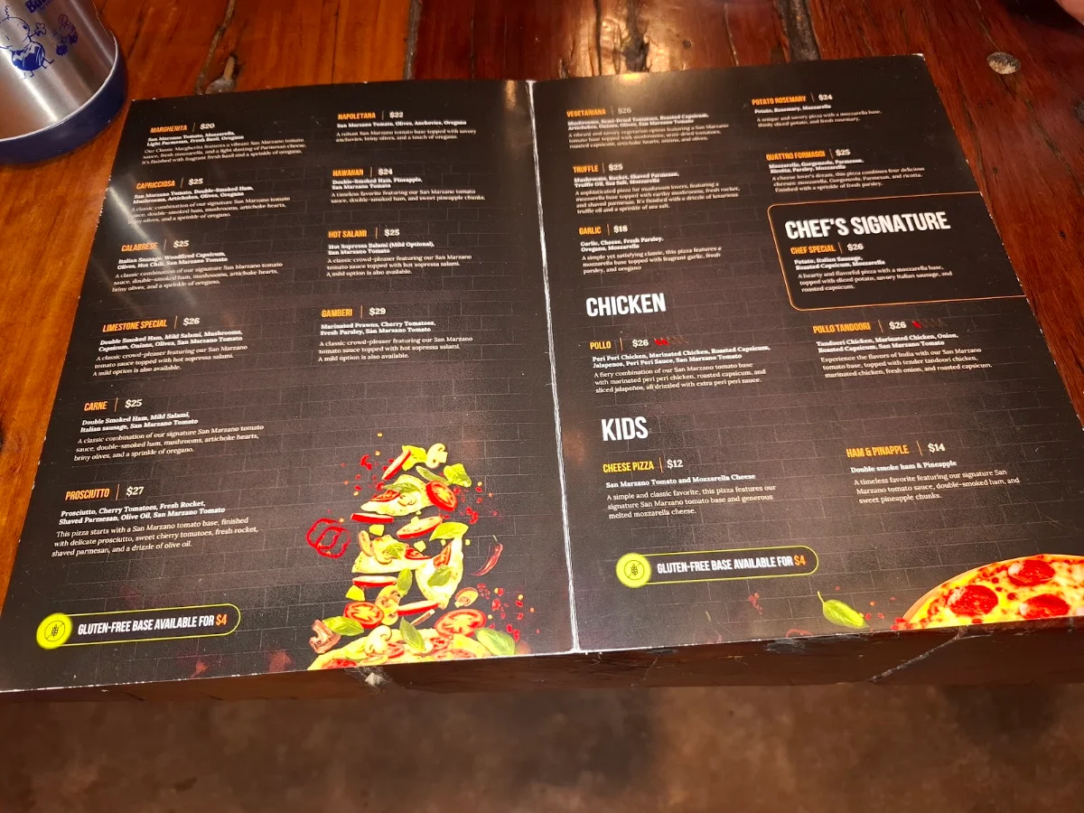 Menu, Limestone Cafe