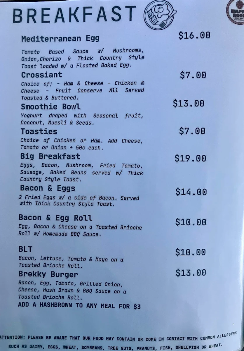 Menu, The Happy Room Cafe