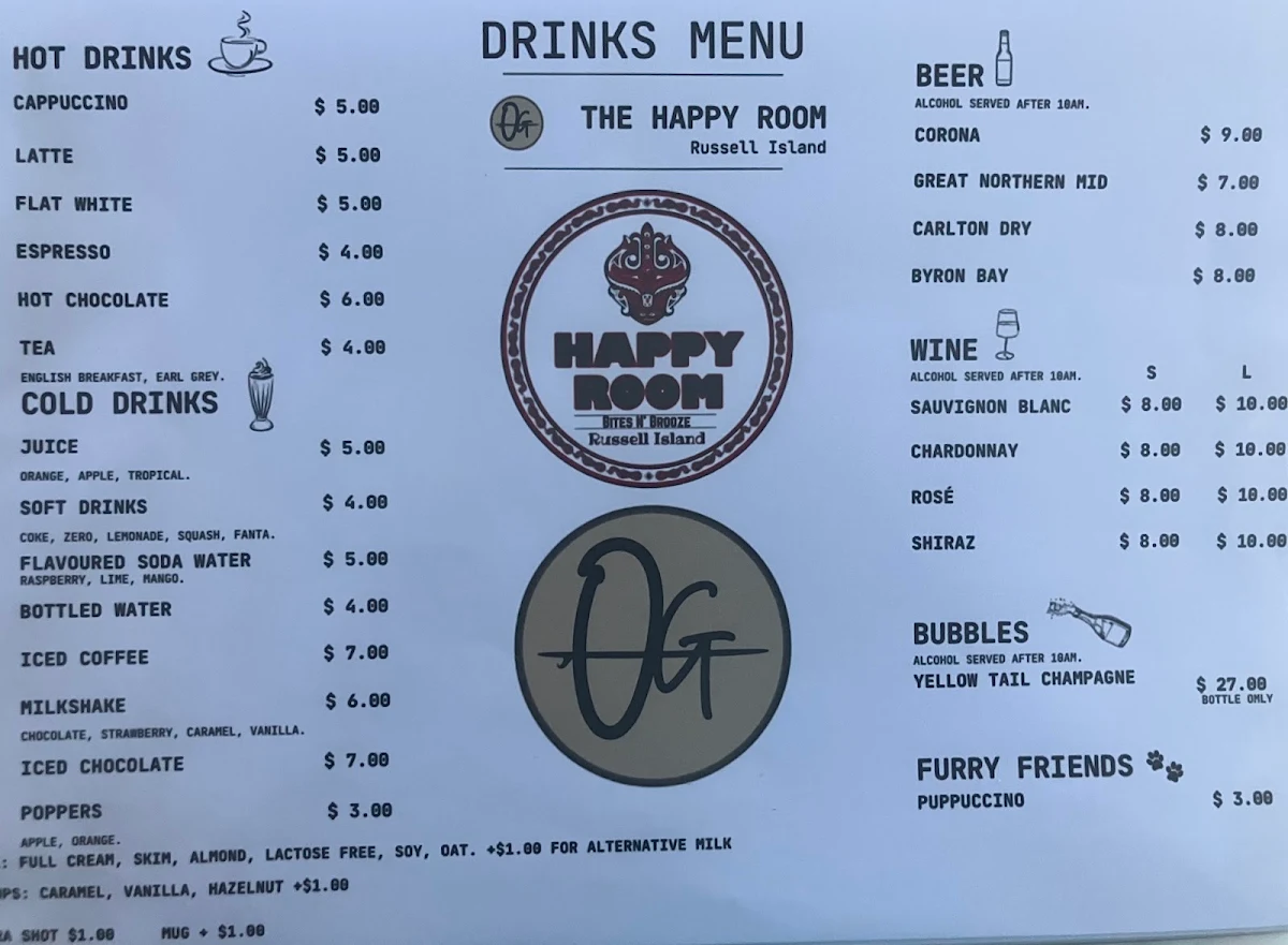 Menu, The Happy Room Cafe