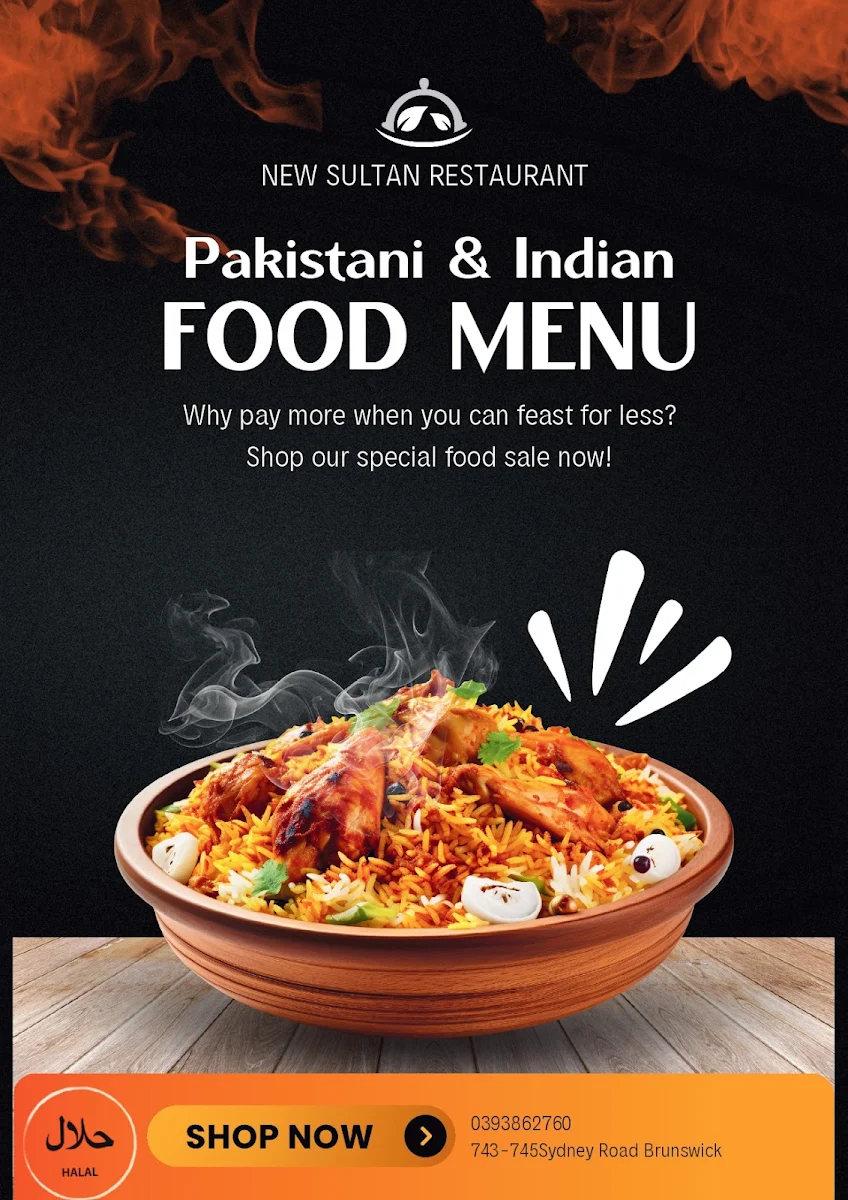 Menu, Lahore SULTAN. HOTEL
