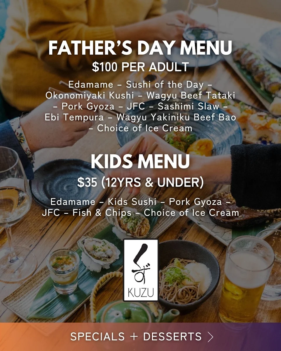 Menu, Kuzu Izakaya, Japanese Dining, Macedon Ranges