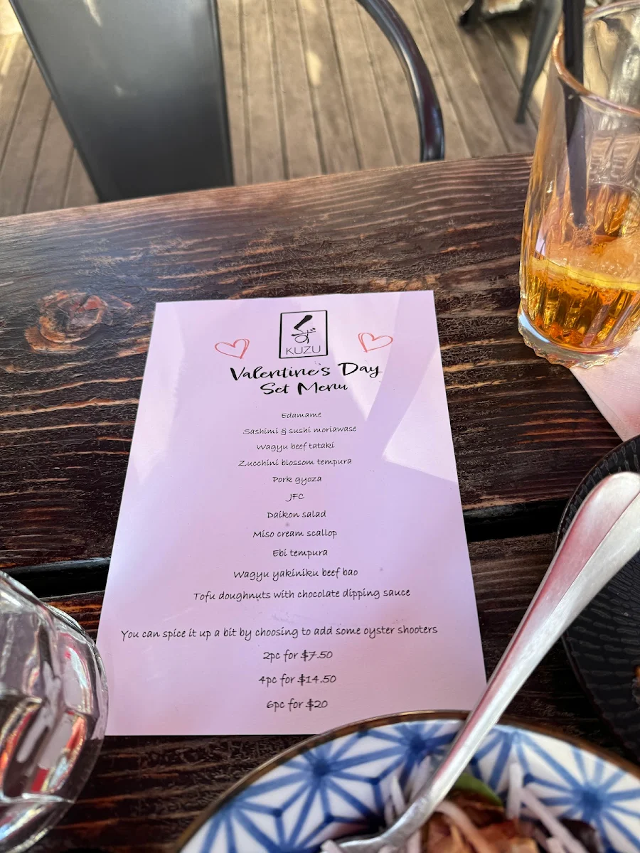 Menu, Kuzu Izakaya, Japanese Dining, Macedon Ranges