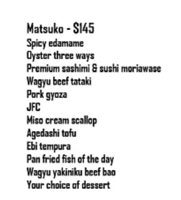 Menu, Kuzu Izakaya, Japanese Dining, Macedon Ranges