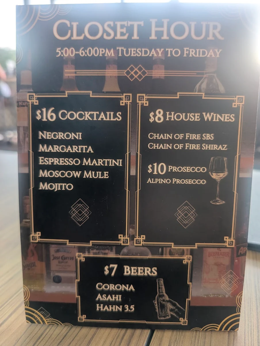 Menu, The Broome Closet