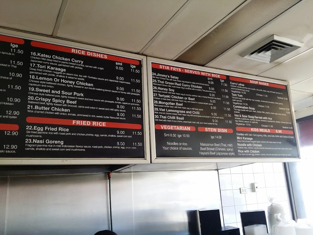 Menu, Pan-Asia Kitchen South Tweed