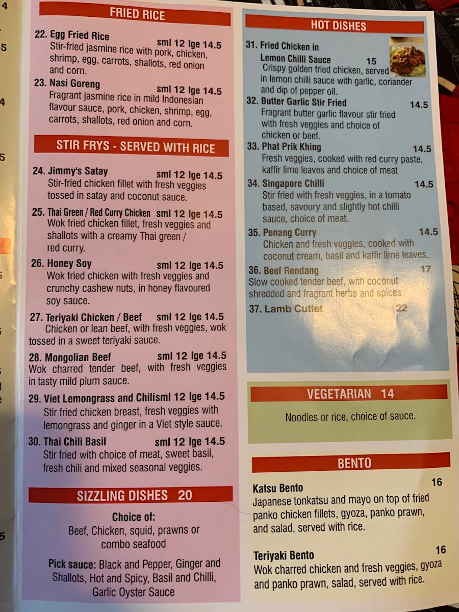 Menu, Pan-Asia Kitchen South Tweed