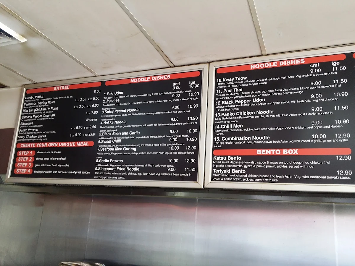 Menu, Pan-Asia Kitchen South Tweed