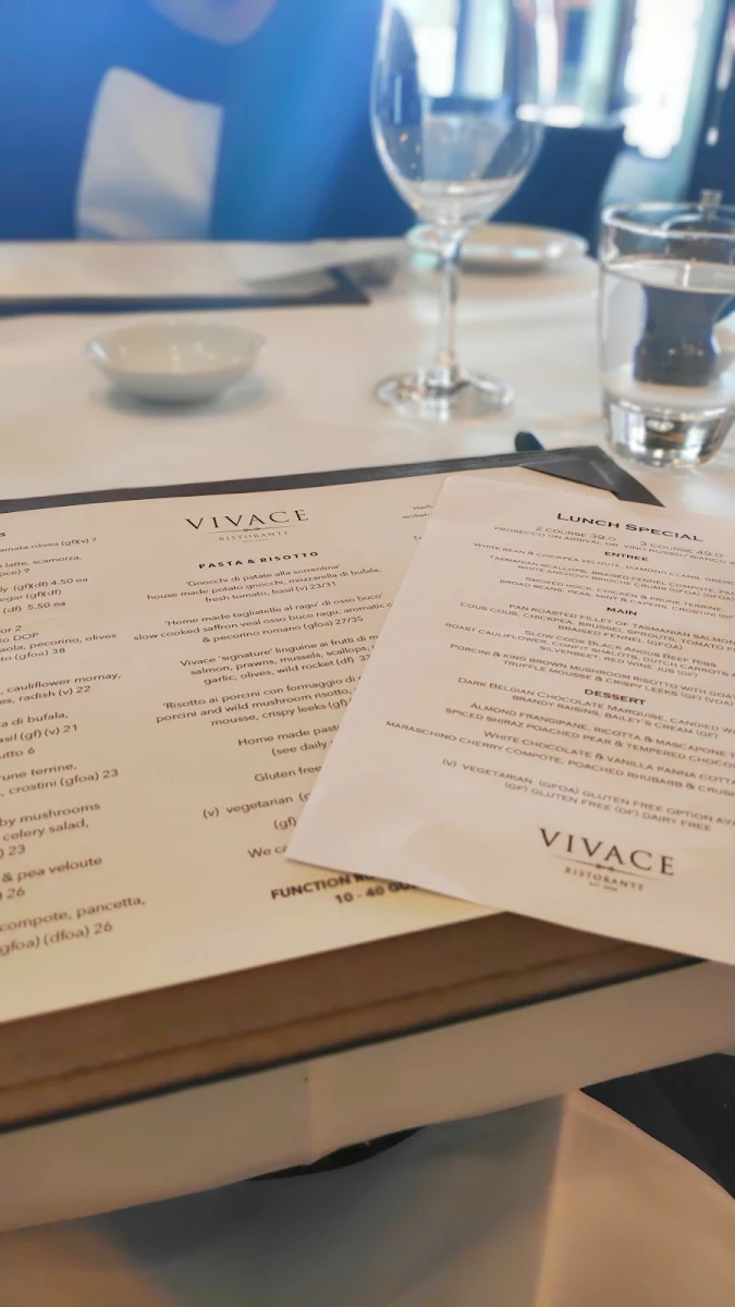 Menu, Vivace