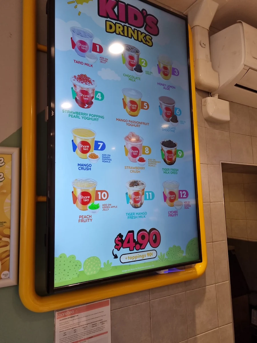 Menu, Sharetea Hawthorn