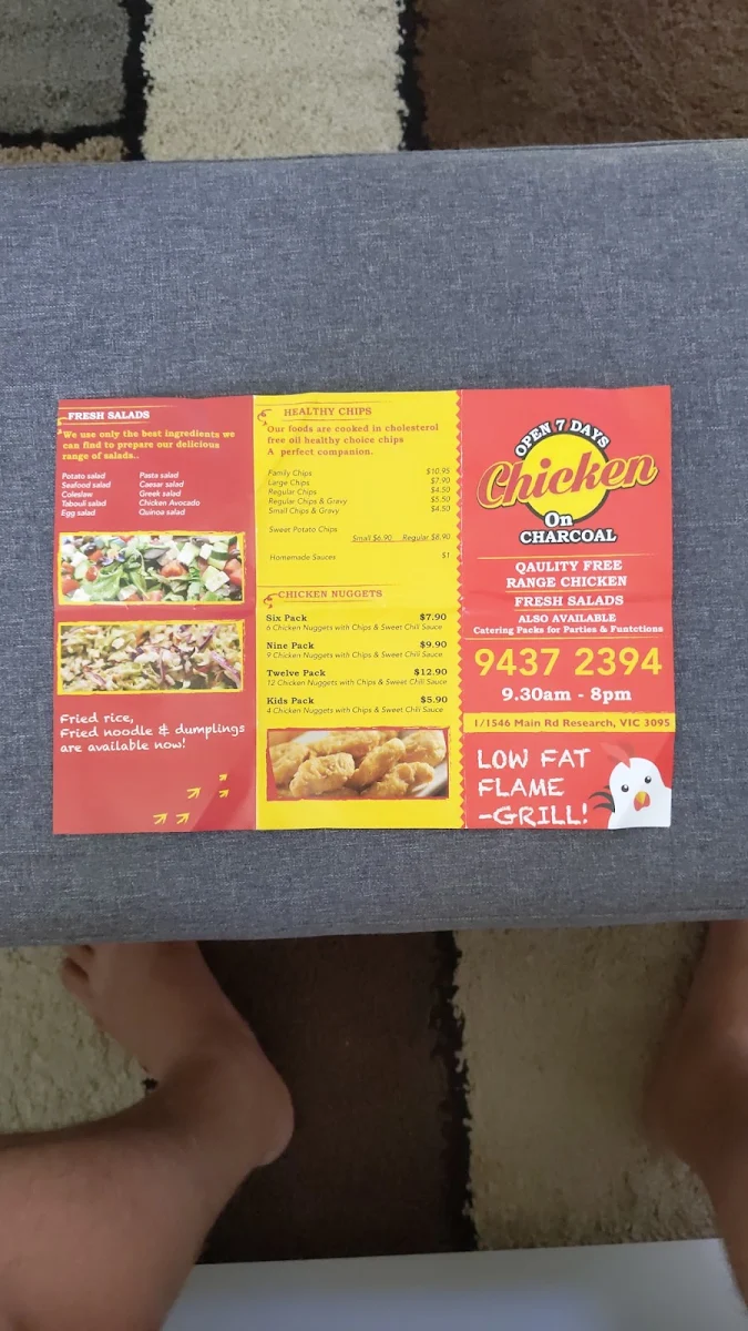Menu, Chicken On Charcoal