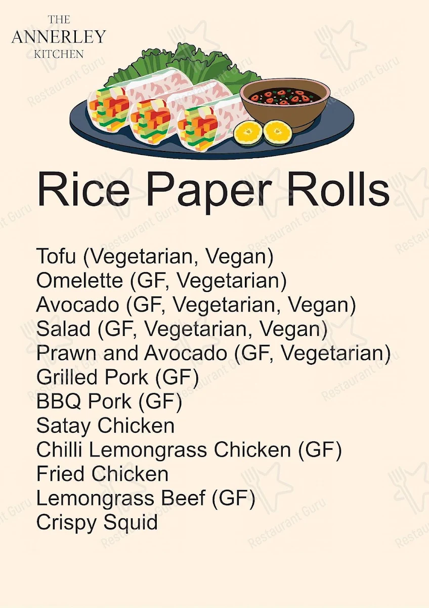 Menu, The Annerley Kitchen