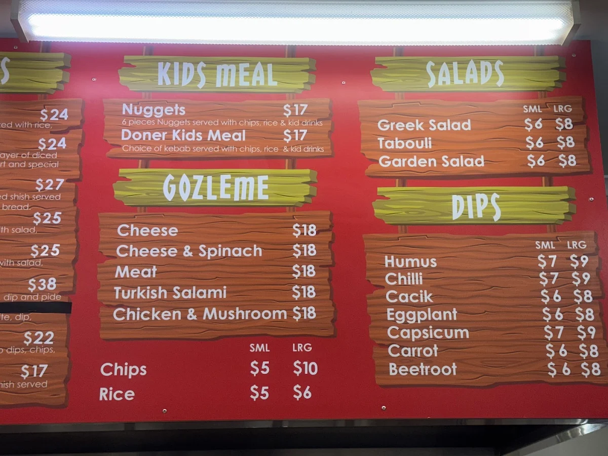 Menu, Popeyes Pizza N Kebab