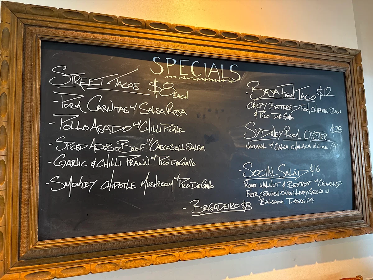 Menu, Social Club Balnarring