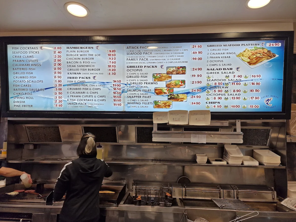 Menu, Great North Seafoods Five Dock