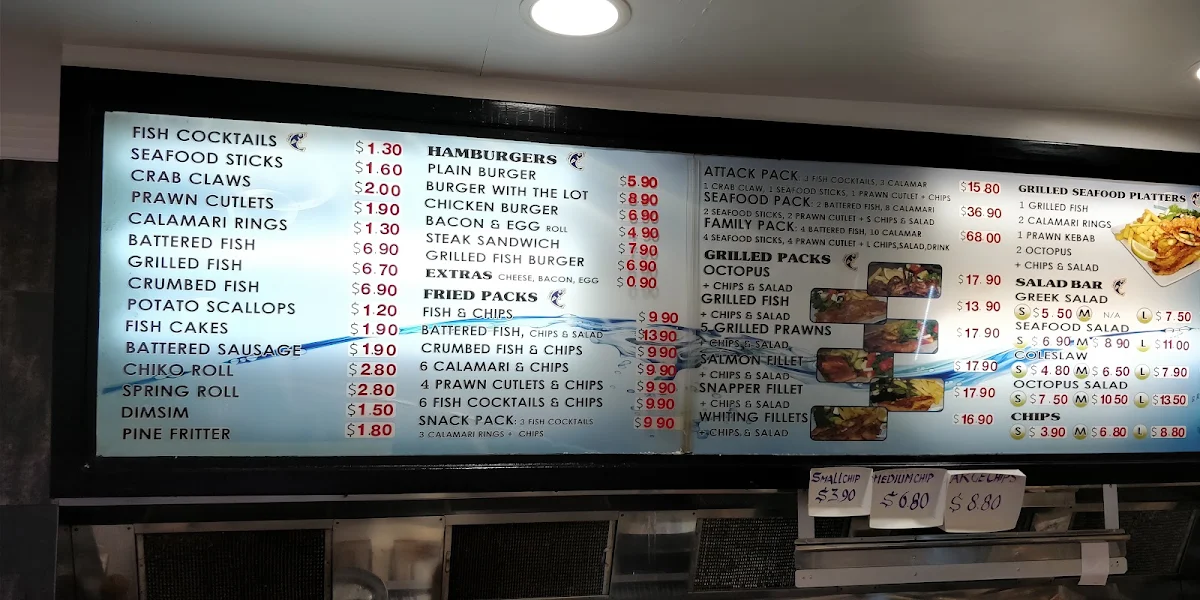 Menu, Great North Seafoods Five Dock