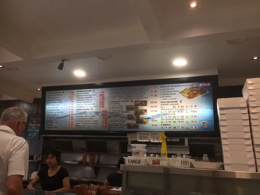 Menu, Great North Seafoods Five Dock