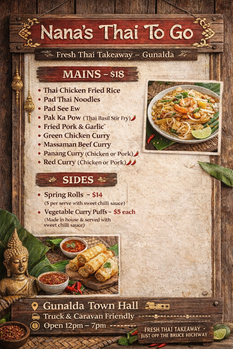 Menu, Nana's Thai to go - Gunalda