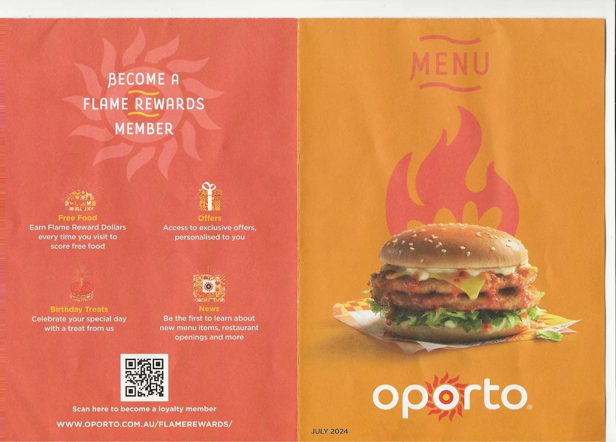 Menu, Oporto Carrum Downs Drive Thru