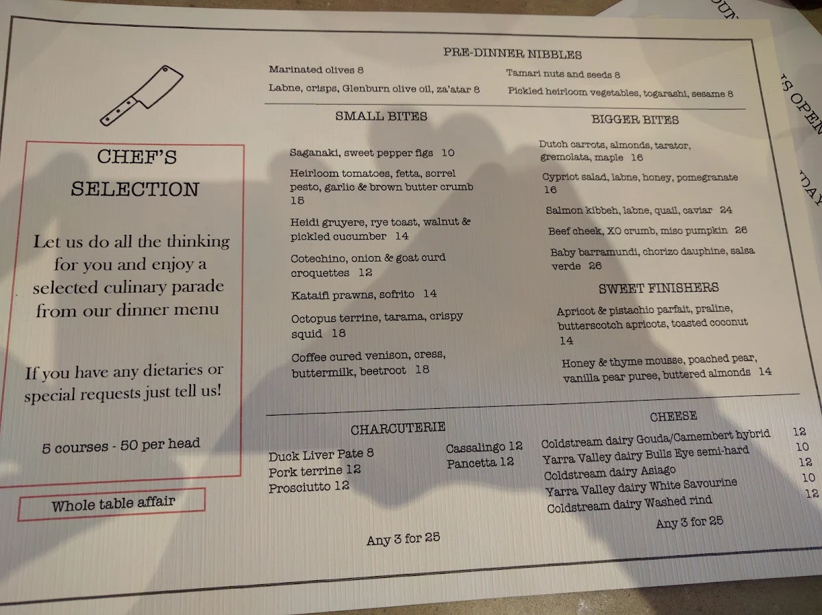 Menu, Round Bird Food & Wine Merchants