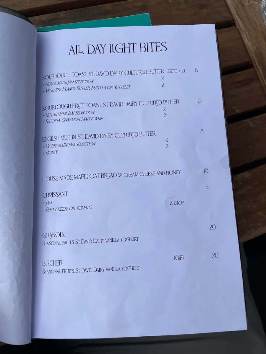 Menu, Round Bird Food & Wine Merchants